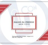 Nalog za prenos 1+0 Obrazac br. 3