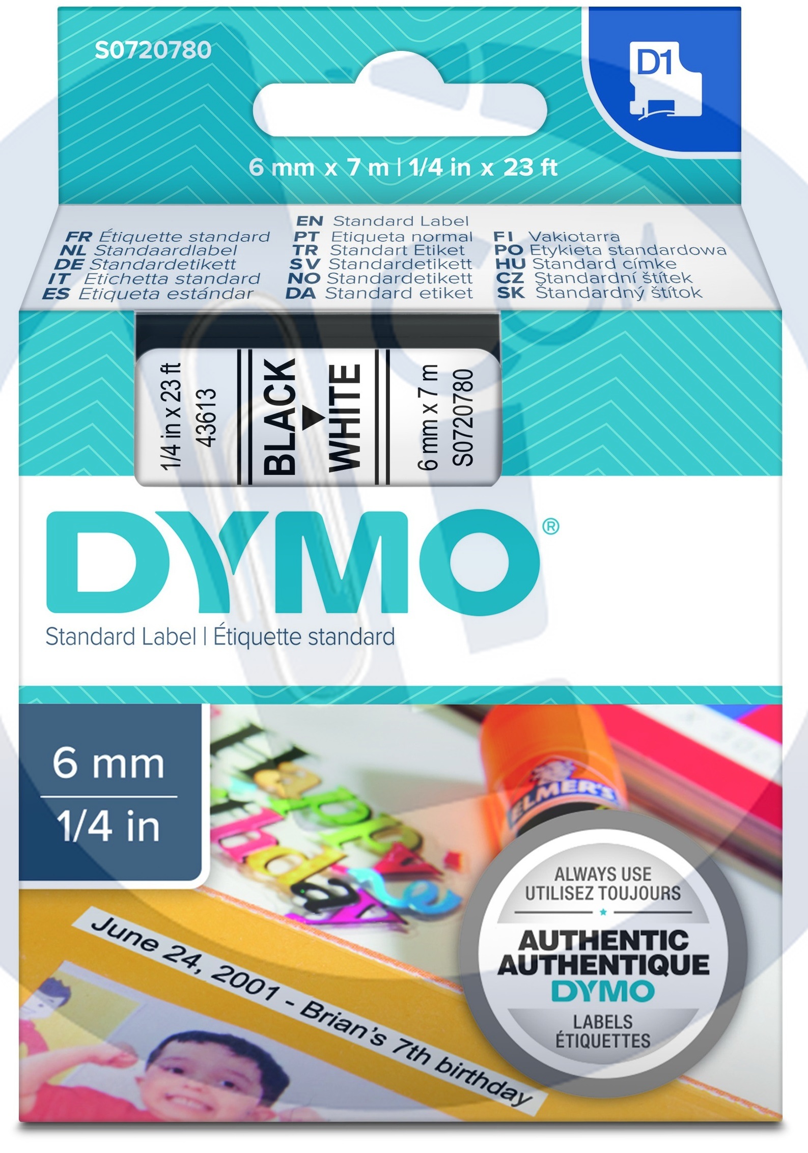 Dymo traka D1 6mmx7m crna na belom