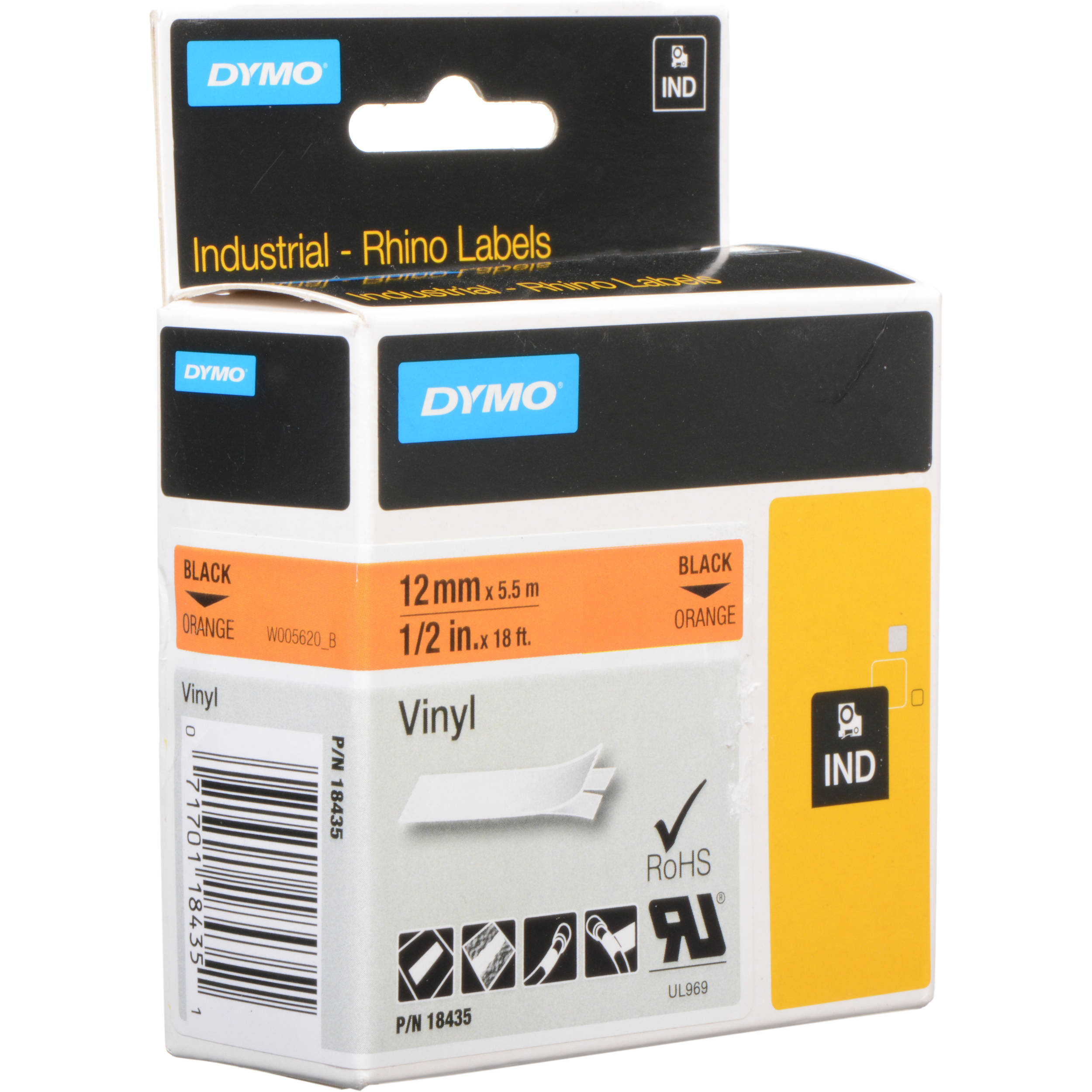 DYMO traka IND 12mm x 5.5m crno na narandzastom