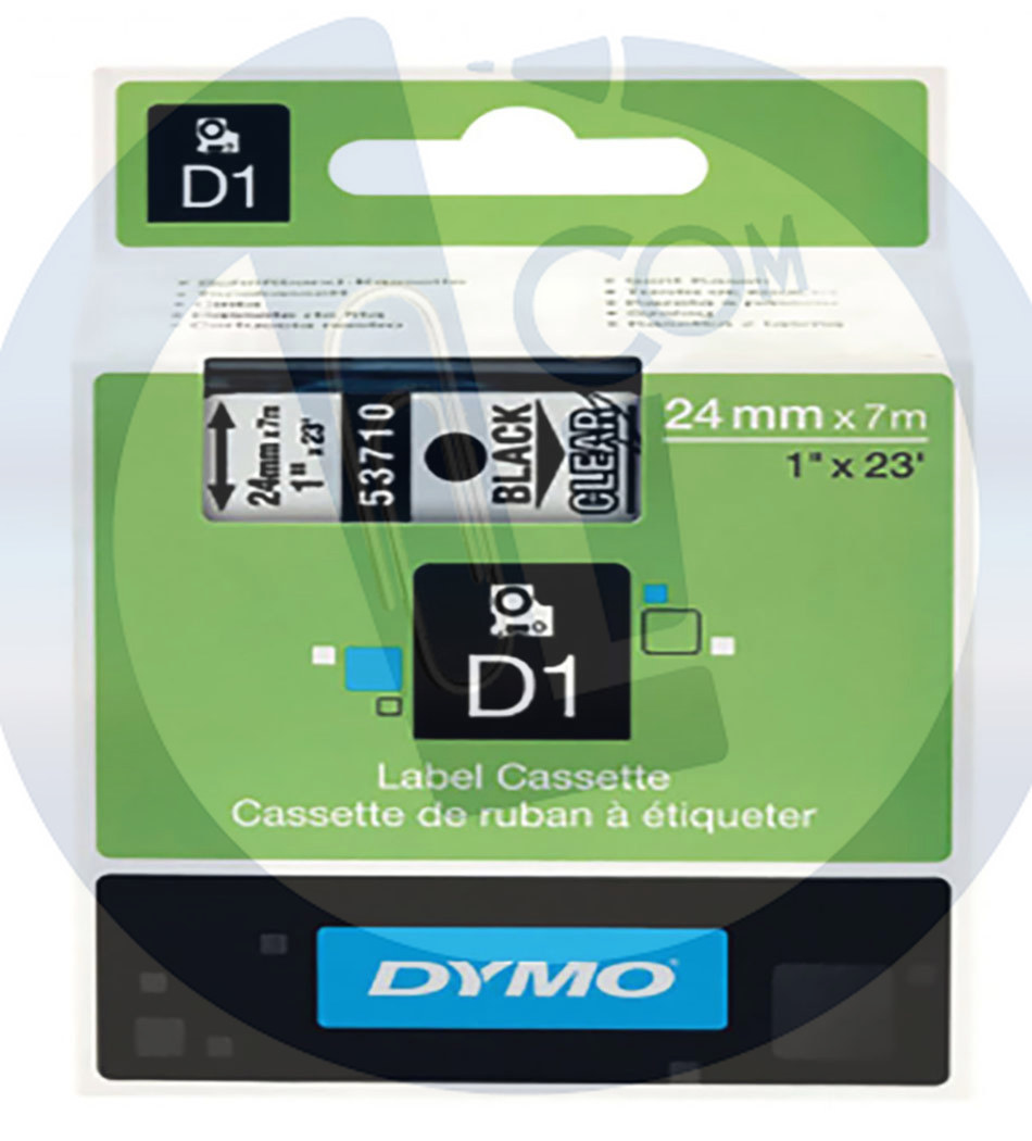 Dymo traka D1 24mmx7m crna na providnom traka za rucni aparat za nalepnice