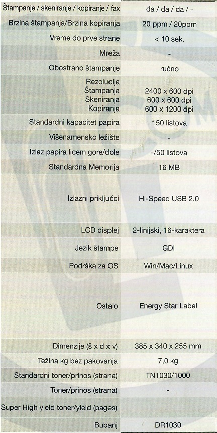 Brother štampač kopir skener DCP-1510E - Slika 3