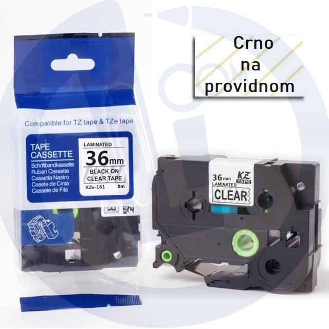 Brother traka TZe161 36mm crno na providno