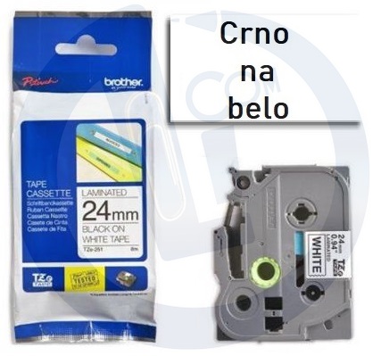 Brother traka TZe251 24mm crno na belo