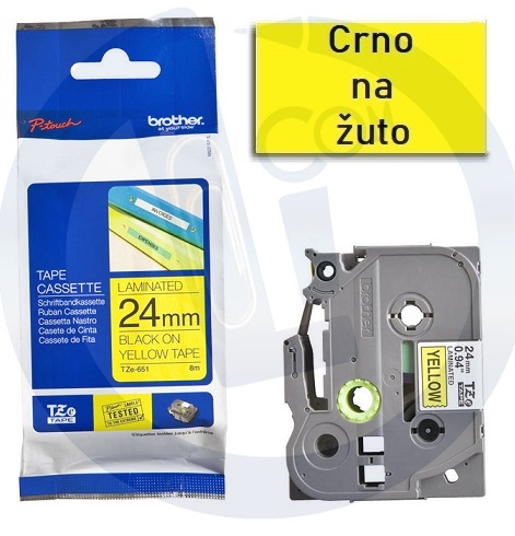 Brother traka TZe651 24mm crno na žuto