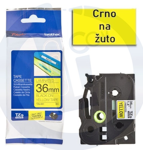 Brother traka TZe661 36mm crno na žuto