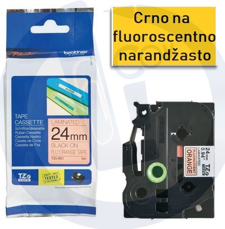 Brother traka TZeB51 24mm crno na fluoroscentno narandžasto