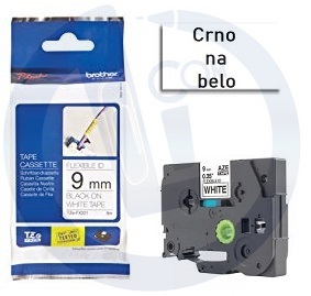 Brother traka TZeFX221 9mm crno na belo FLEXI ID