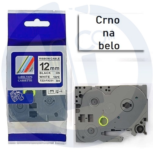 Brother traka TZeFX231 12mm crno na belo FLEXI ID