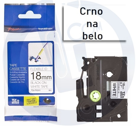 Brother traka TZeFX241 18mm crno na belo FLEXI ID