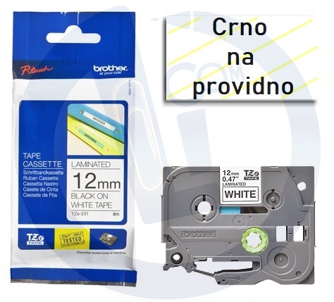 Brother traka TZe131 12mm crno na providno