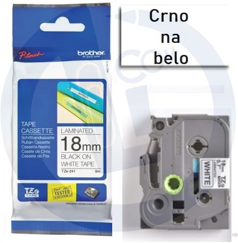 Brother traka TZe241 18mm crno na belo