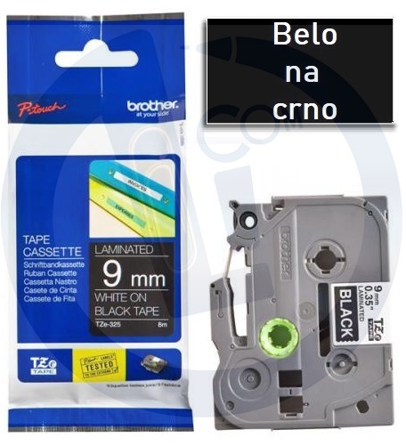 Brother traka TZe325 9mm belo na crno