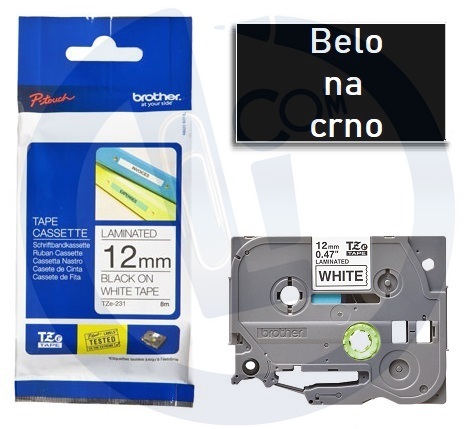 Brother traka TZe335 12mm belo na crno