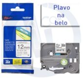Brother traka TZe-FA3 12mm plavo na belo za tekstil