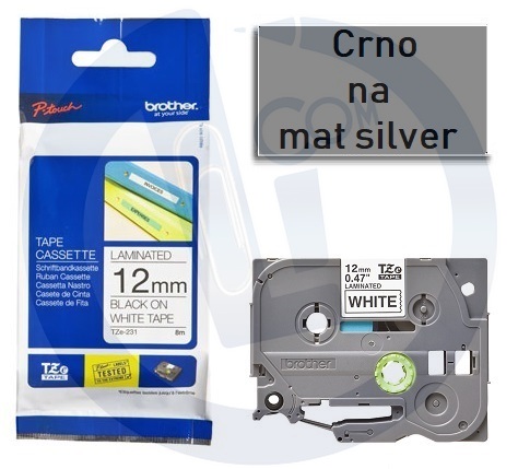 Brother traka TZeM931 12mm crno na mat silver