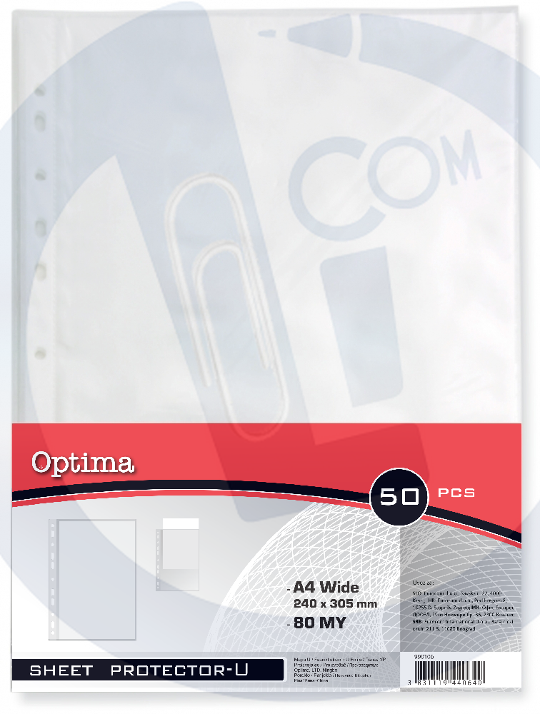 Fascikla A4 11 rupa 80MIC XXL 50 folija Optima