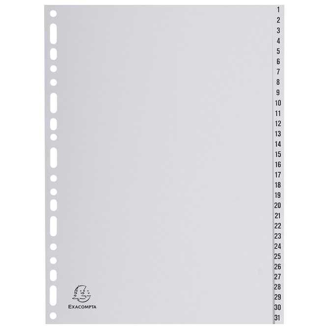 Pregradni karton PVC A4 1-31