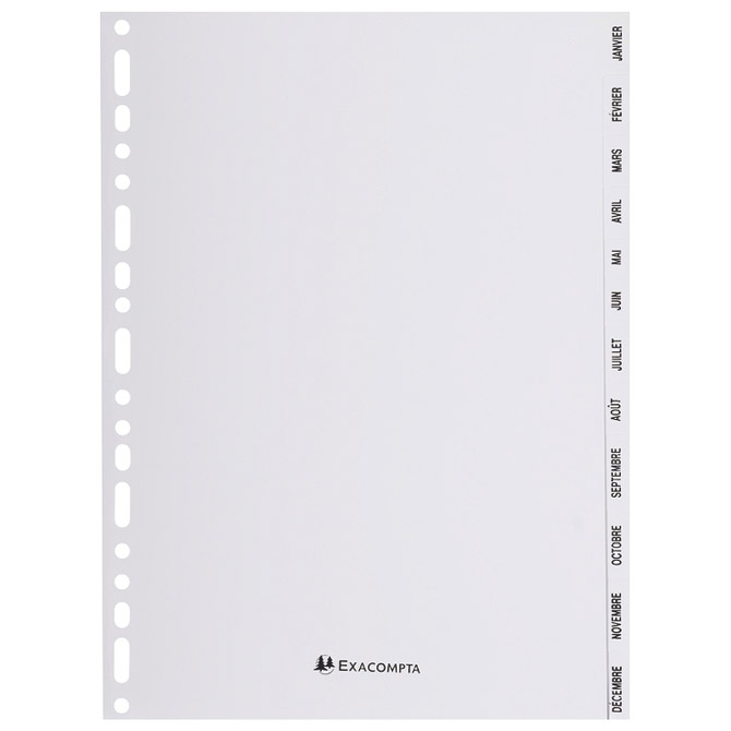 Pregradni karton PVC A4 januar-decembar