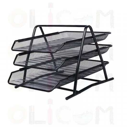 Polica za dokumenta 3 nivoa žičana crna