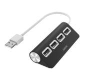 USB 2.0 HUB 1:4, 480 Mbit/S, Crni