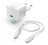Mini brzi punjac sa USB-C kablom, PD, 25W, 1.5m beli